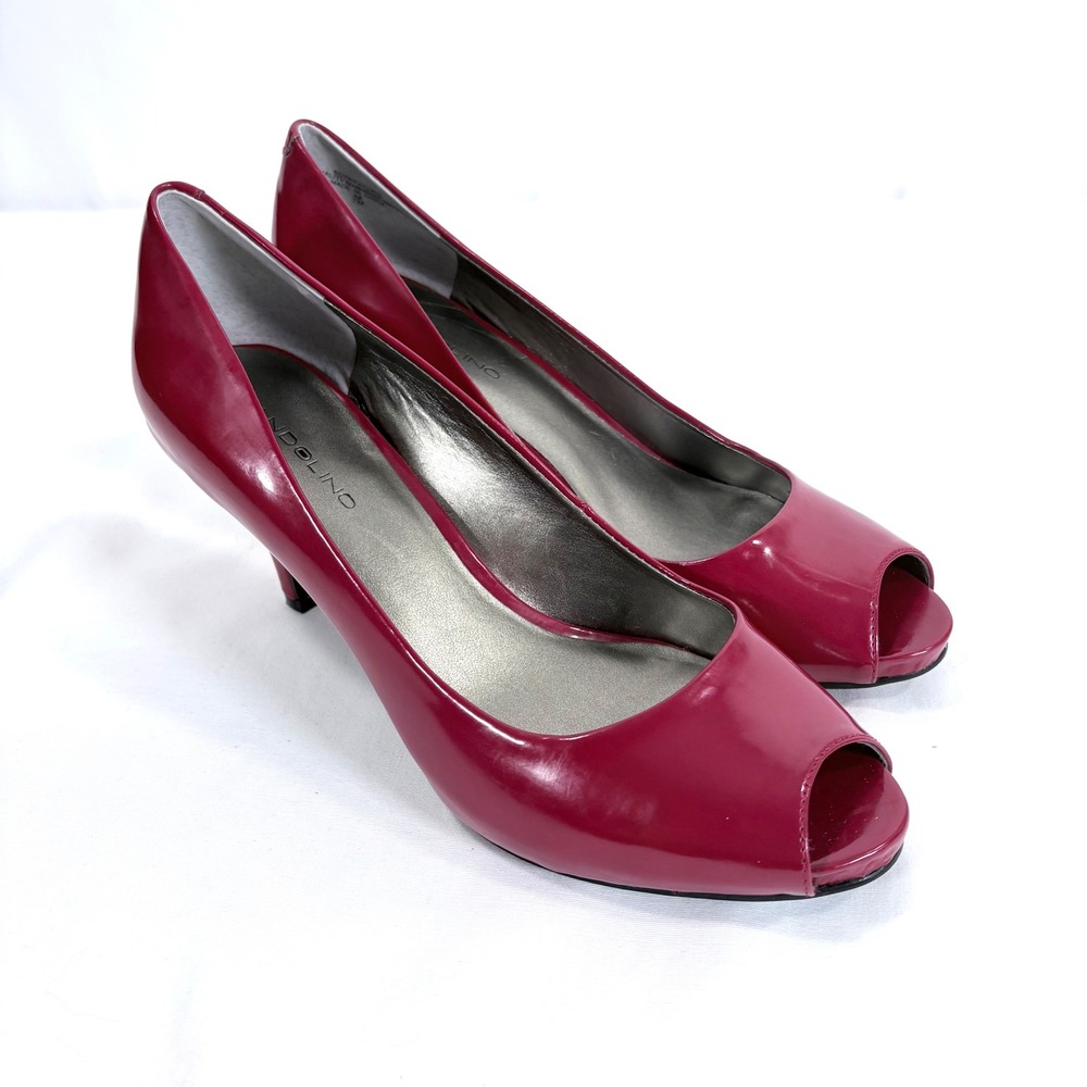 Bandolino‎ Peep Toe Heels Red Patent Leather Stiletto Pumps Women Size 7M